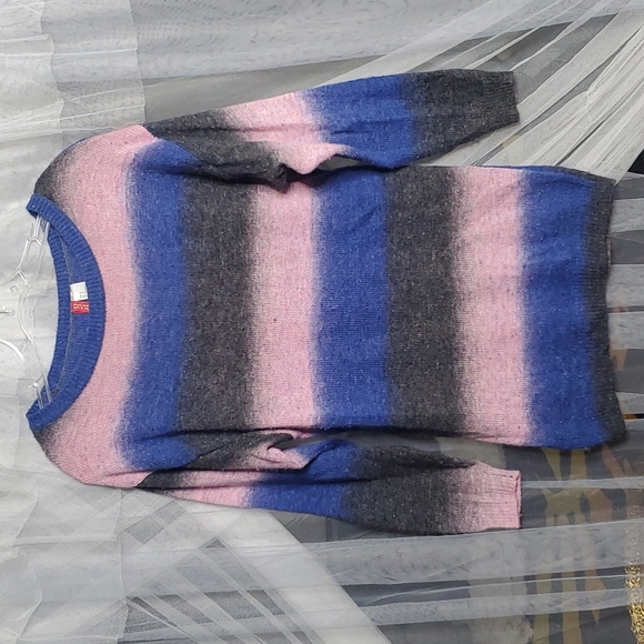 H&M Ombre Striped Knit Sweater/Jumper Sz2 Grey,Blue,Pink - Picture 1 of 3